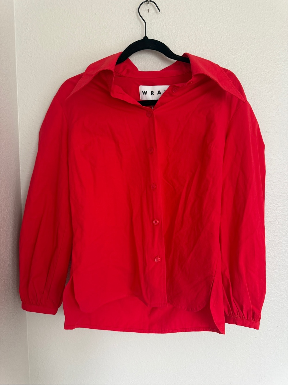 WRAY Vibrant Red Button-Up Shirt - 100% Cotton - Size XS